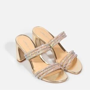 Kenneth Cole Amelia Flare Jewel Rhinestone Heeled Sandals - NWT